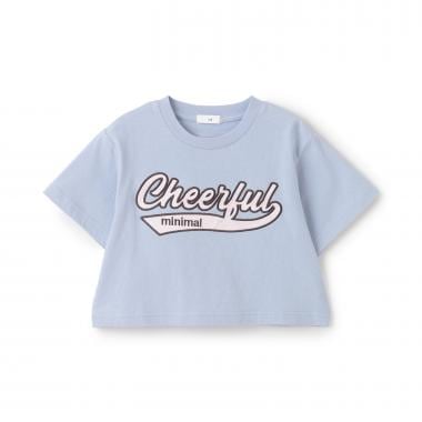 【綿100%】ロゴアップリケクロップド半袖Tシャツ