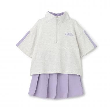 【即コーデ完成】【綿100%】ハーフジップ・スカパンセットアップ