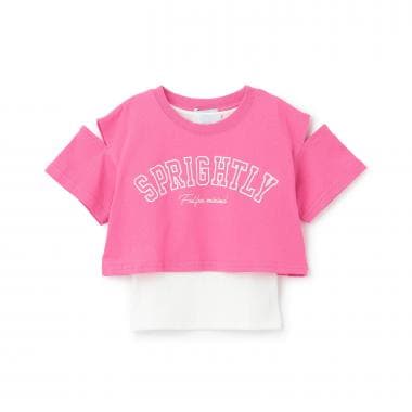 【インナーつき】肩あきクロップド半袖Tシャツ