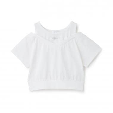 【C/100％】\n肩あきレイヤード半袖Tシャツ