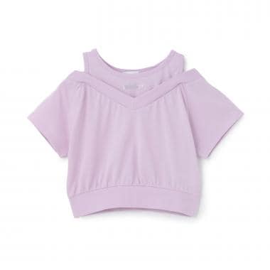 【C/100％】\n肩あきレイヤード半袖Tシャツ