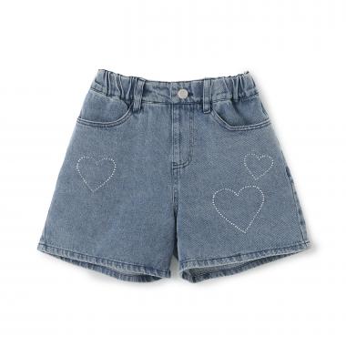 ラインストーンデニムショートパンツ