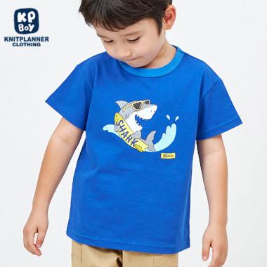 KP BOY タグ付き　新品　140 半袖Tシャツ　ズボン KPBOY(ケーピーボーイ)サメプリント半袖Tシャツ(100cm ブルー): キッズ