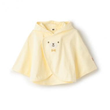スムースクマアップリケ刺しゅうマント