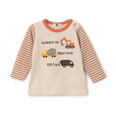 働く車アップリケ 長袖Ｔシャツ