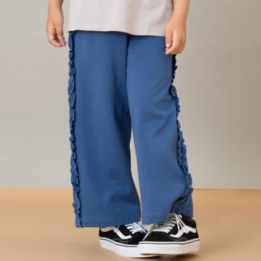 サイドフリル裏毛ワイドパンツ