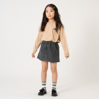 デニムミニラップ風スカートパンツ