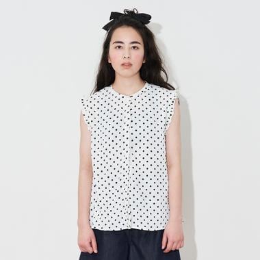 AMI】ドットノースリーブブラウス(M(150) 白): ジュニア - ナルミヤ