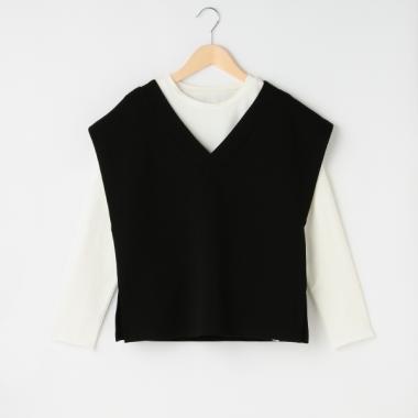 【AMI】Vネックベスト＆長袖Tシャツセット