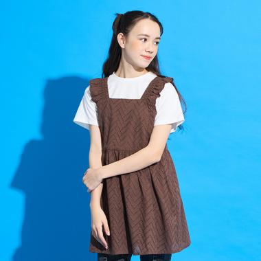 【AMI】カットワーク刺しゅうレースチュニック×インナーTシャツセット