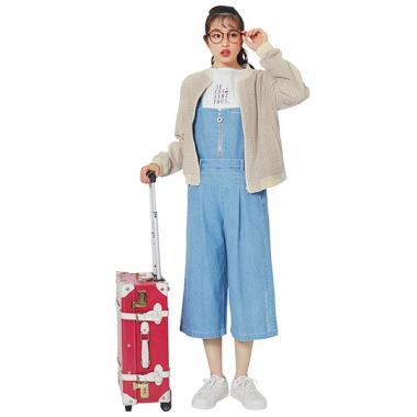 ハーフジップサロペットワイドパンツ