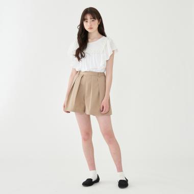 msgm 2タック　ワイドショーツ 2タックワイドショートパンツ(M(150) ベージュ): ジュニア