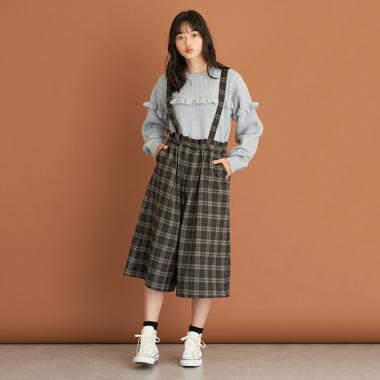 ナルミヤ　sk 肩紐つきロングキュロット(M(150) ディープ グレー): ジュニア