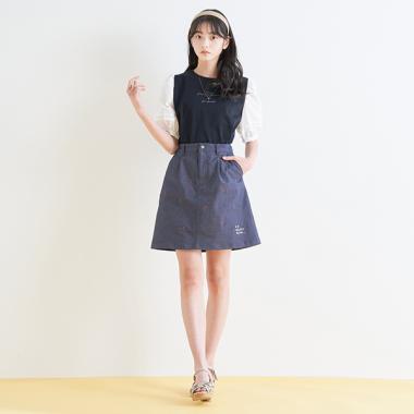 アソート刺しゅう台形スカートパンツ