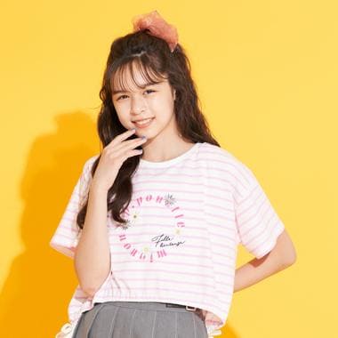 サークルロゴボーダーTシャツセット(S(140) ピンク): ジュニア