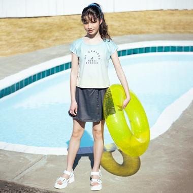 【水着】Tシャツ＆キュロット水着３点セット【SWIM】