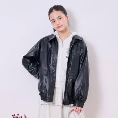 【家庭洗濯可】合皮ブルゾン