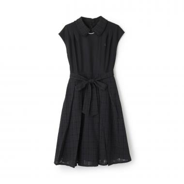 シアーチェックドッキングワンピース