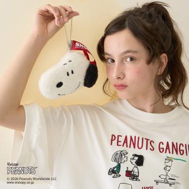 PEANUTS】エコバッグ入りスヌーピーフェイスチャーム(F オフ ホワイト