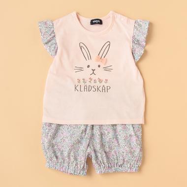 ウサギ半袖Tシャツ×かぼちゃパンツセット