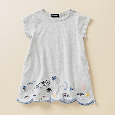 Narumiya Online ナルミヤ オンラインの公式通販サイト海の中刺しゅう裾スカラップワンピース 90 クリーム キッズ