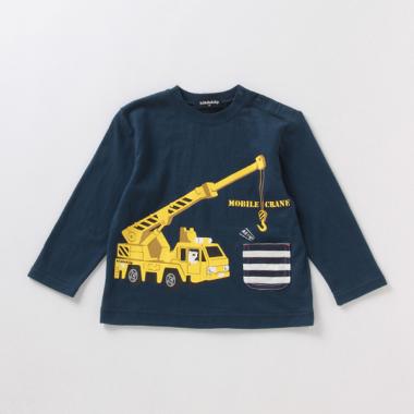 働く車ボーダーポケットTシャツ