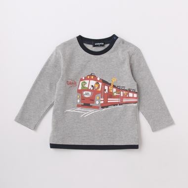 電車プリント長袖Tシャツ