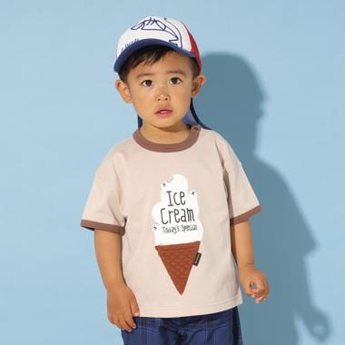 アイスクリームリンガー半袖Tシャツ(80cm ベージュ): キッズ