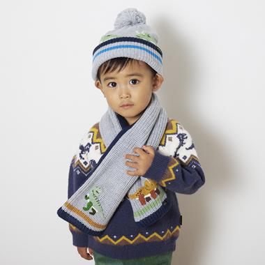 恐竜ワッペンマフラー(F トップ グレー): キッズ - ナルミヤ