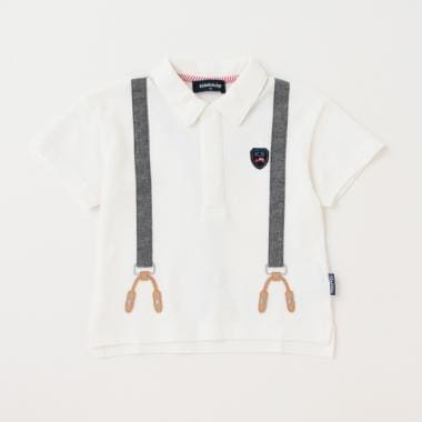 サスペンダー風半袖ポロシャツ(80cm エメラルド グリーン): キッズ  