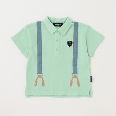 サスペンダー風半袖ポロシャツ(80cm エメラルド グリーン): キッズ  