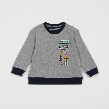 電車と踏切接結長袖Tシャツ