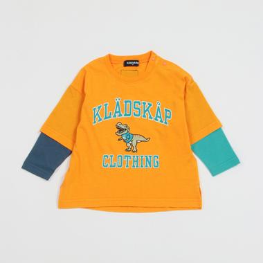 【人気商品再入荷】【直営店で取り扱い無し】恐竜×ロゴ重ね着風BIG長袖Tシャツ