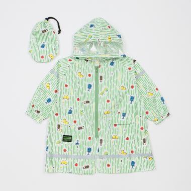 総柄レインコート(M(95-105) グリーン): キッズ - ナルミヤ