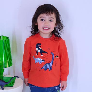 恐竜アップリケ長袖Tシャツ