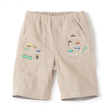 【人気商品のため再入荷】乗り物刺しゅう5分丈パンツ