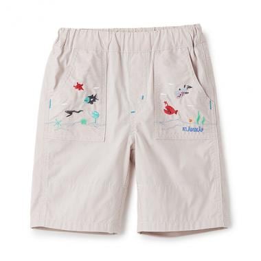 海のいきもの刺しゅう5分丈パンツ