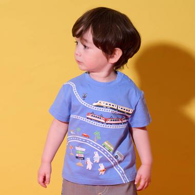 海に行こう!乗り物プリント半袖Tシャツ