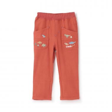 恐竜刺しゅうロング丈ストレートパンツ