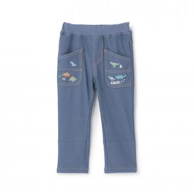 恐竜刺しゅうロング丈ストレートパンツ