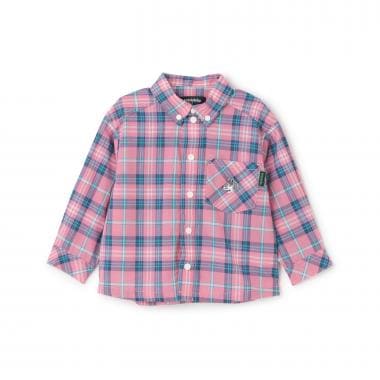 オオカミ刺しゅうチェック長袖シャツ