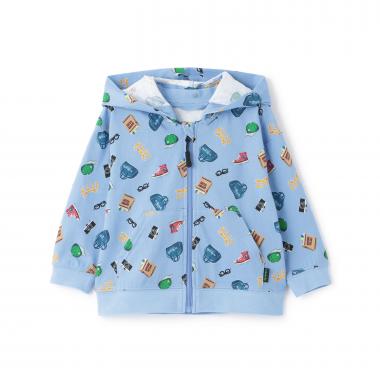 総柄フード着脱式長袖パーカ