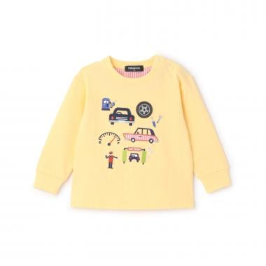 乗り物アップリケ長袖Tシャツ