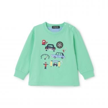 乗り物アップリケ長袖Tシャツ