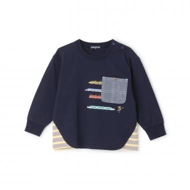 ポケットから電車長袖Tシャツ