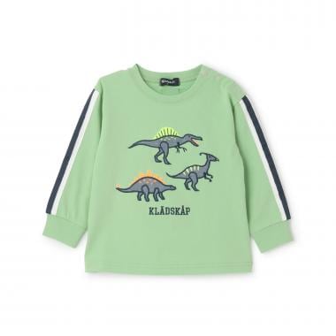 恐竜アップリケ袖ライン長袖Tシャツ