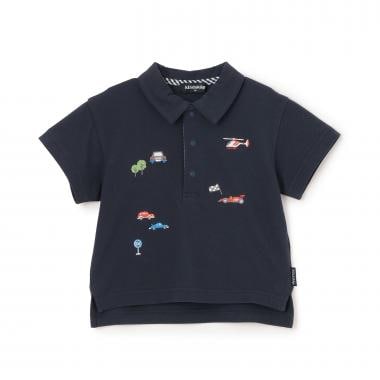 乗り物刺しゅう半袖ポロシャツ