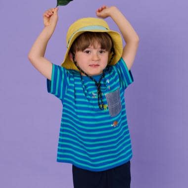 太古の生きものボーダー半袖Tシャツ