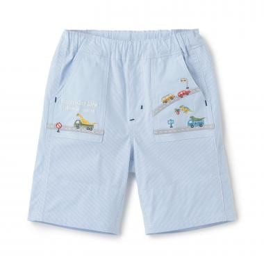 乗り物刺しゅう5分丈パンツ