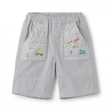 乗り物刺しゅう5分丈パンツ